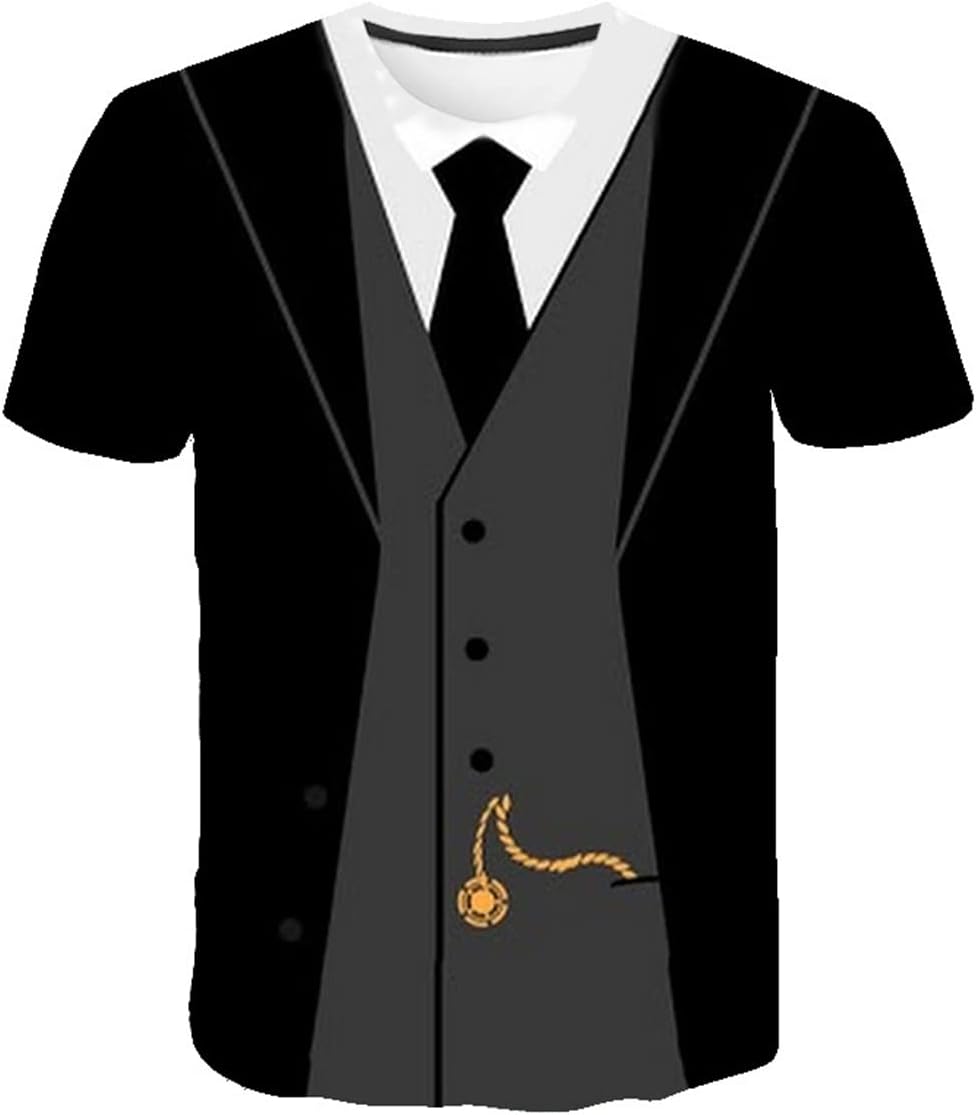 LAOLIUSN Tuxedo T Shirts for Men Tux Costume Suit and Tie Tee Shirt Gifts T-Shirt - Black