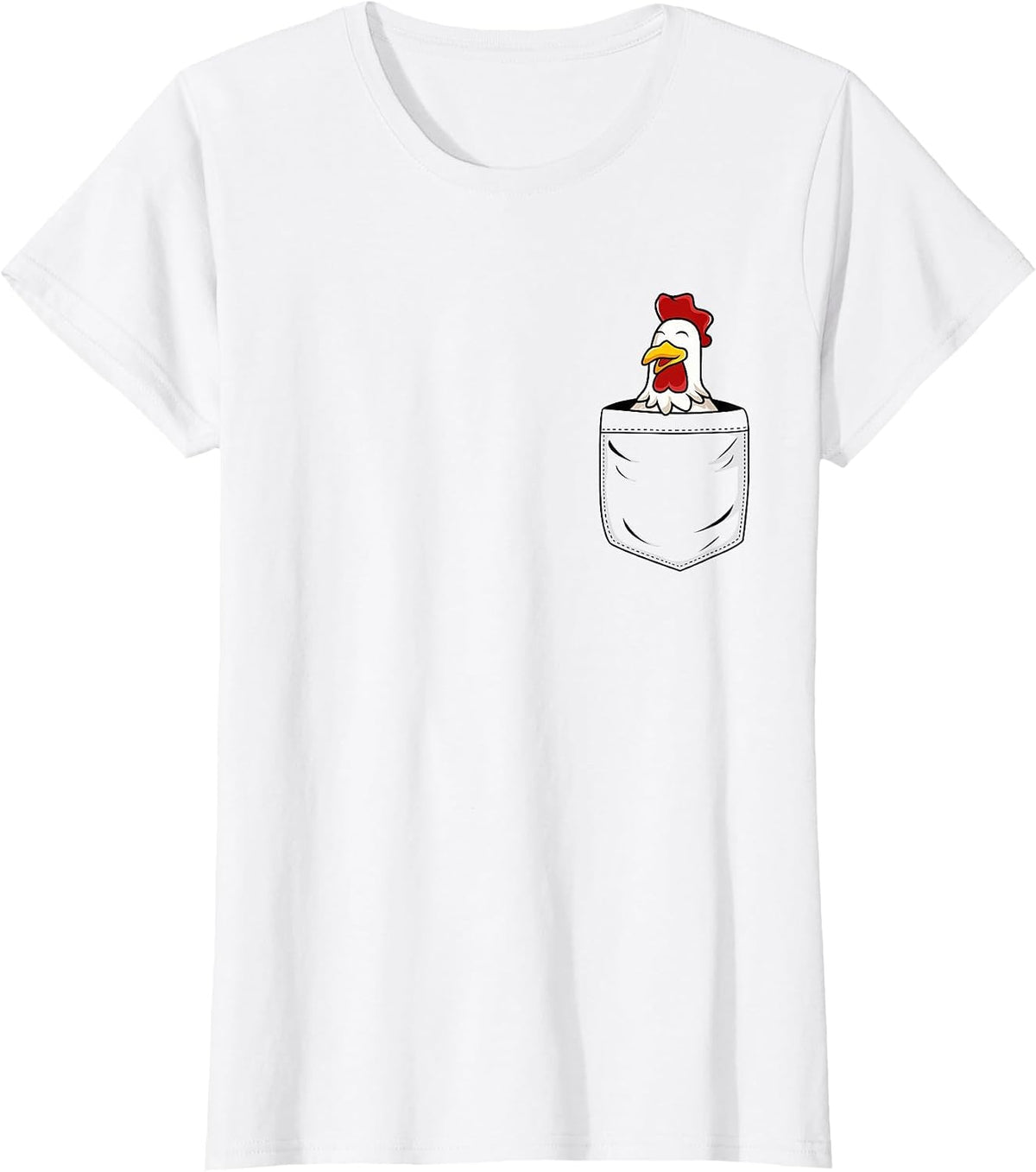 Chicken Lovers Cute Funny Chicken in Pocket T-Shirt - White