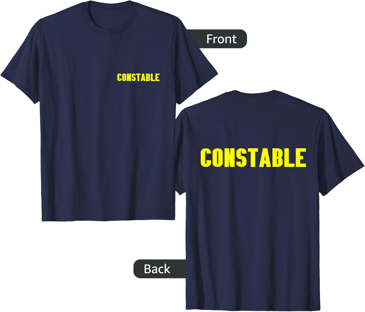 Constable YELLOW FRONT AND BACK PRINT Both Sides On Duty T-Shirt - Navy Blue