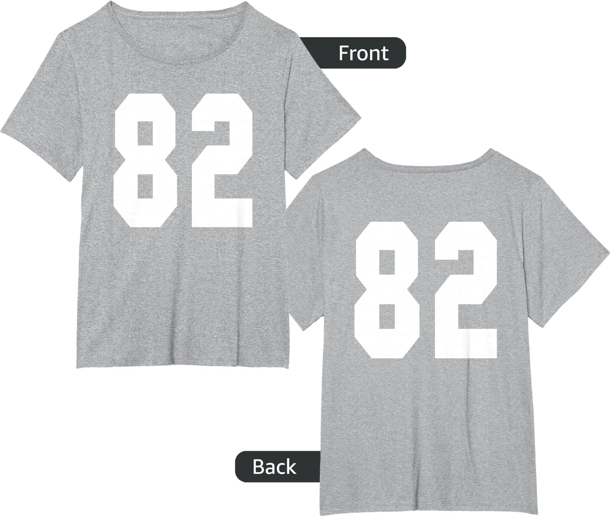# 82 Team Sports Jersey Front & Back Number Player Fan T-Shirt - Heather Grey