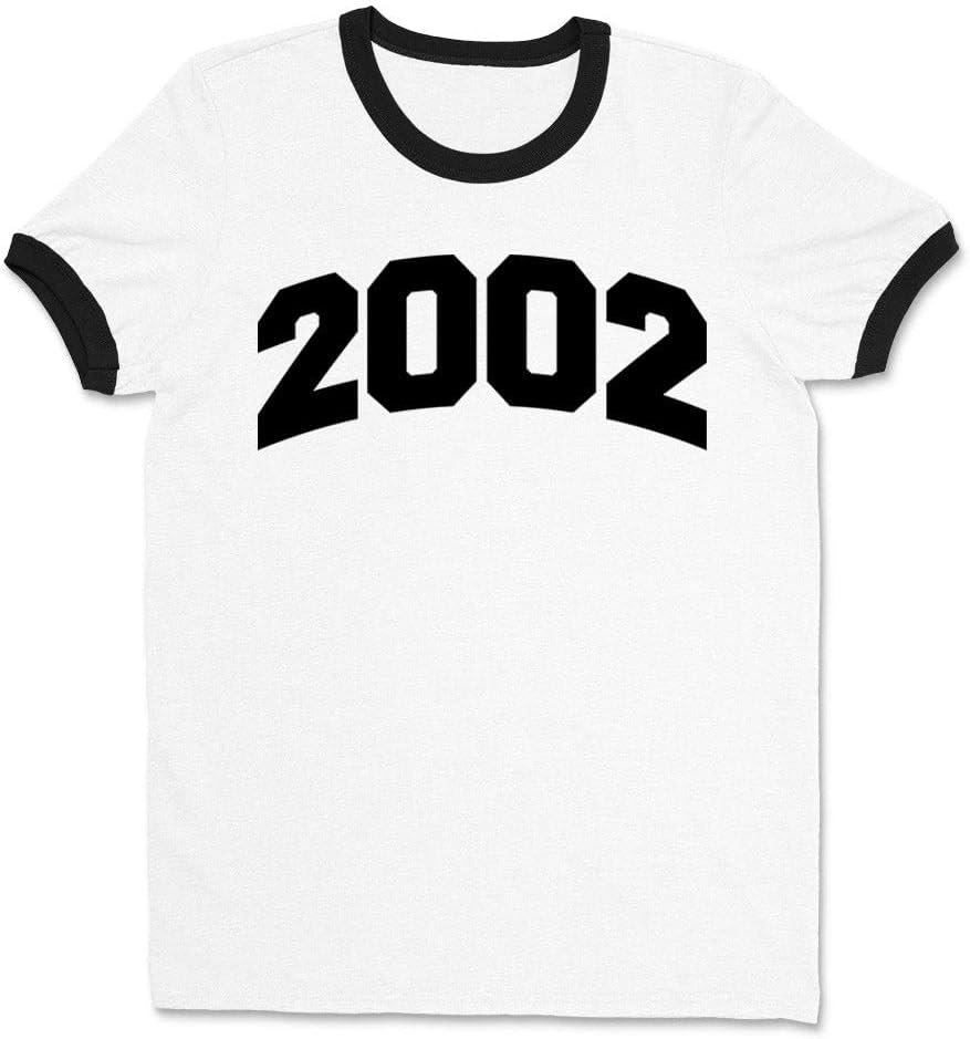 2002 College Style Ringer Tee Shirt Unisex - White\/Black