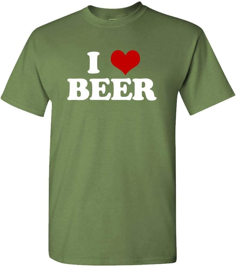 I Love Beer Graphic T-Shirt - Military Green