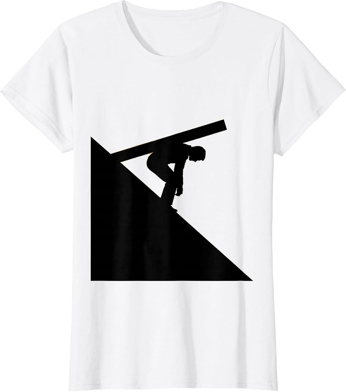 Silhouette Carrying Cross Up the Hill Design T-Shirt - White