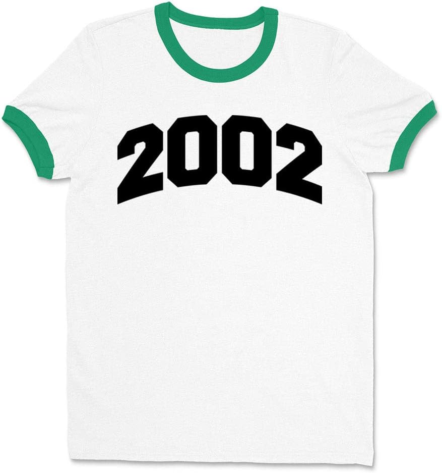 2002 College Style Ringer Tee Shirt Unisex - White\/Kelly Green