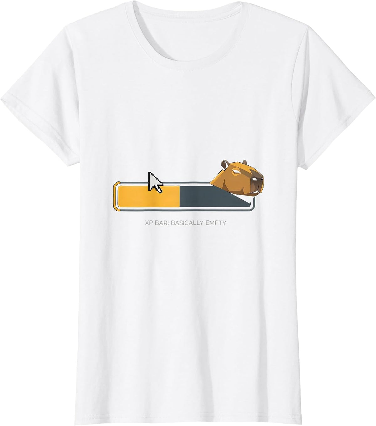 XP Bar: Basically Empty Funny Capybara Gamer Humor T-Shirt - White