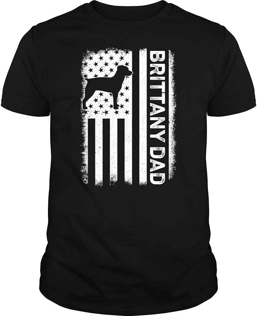 Brittany Dad USA Flag Tshirt - Unisex Tee - Black