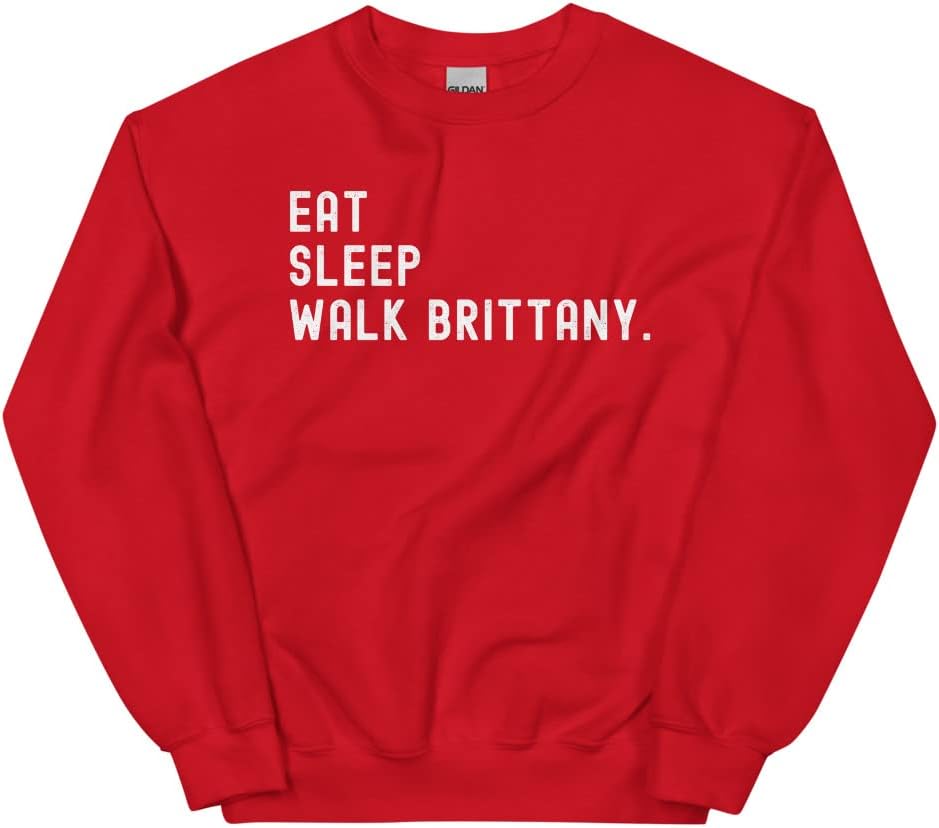 Eat Sleep Walk Brittany Dog Sweatshirt, Brittany Dog Owner, Brittany Dog Lover Gift - Red