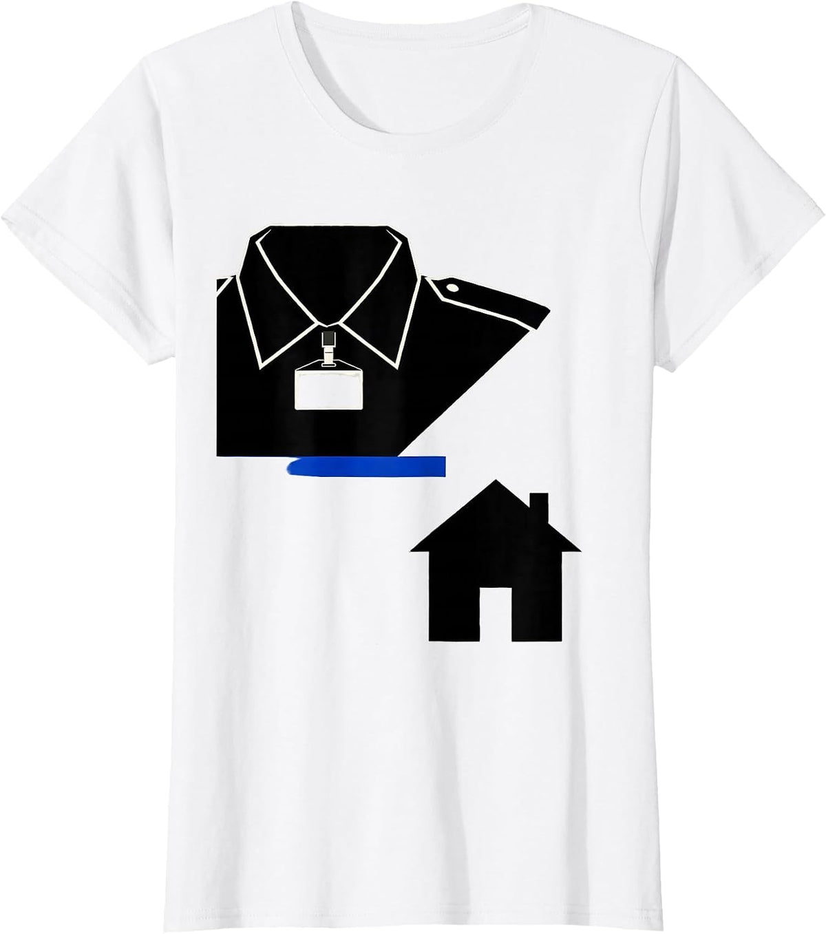 Women's Angular Police Collar Family House Thin Blue Line Support T-Shirt - White