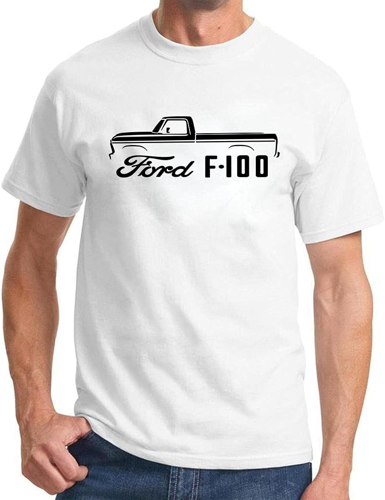 1973-77 Ford F100 Pickup Truck Classic Outline Design Print Tshirt - White
