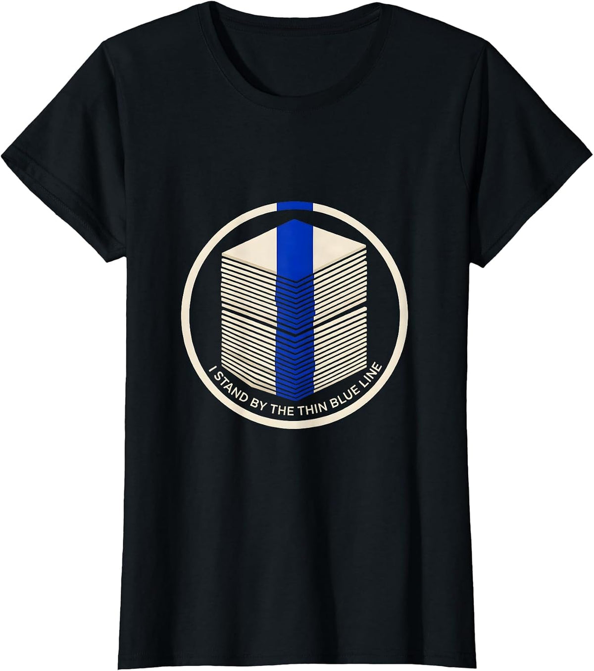 I Stand By The Thin Blue Line Patriotic Police Support T-Shirt - Black