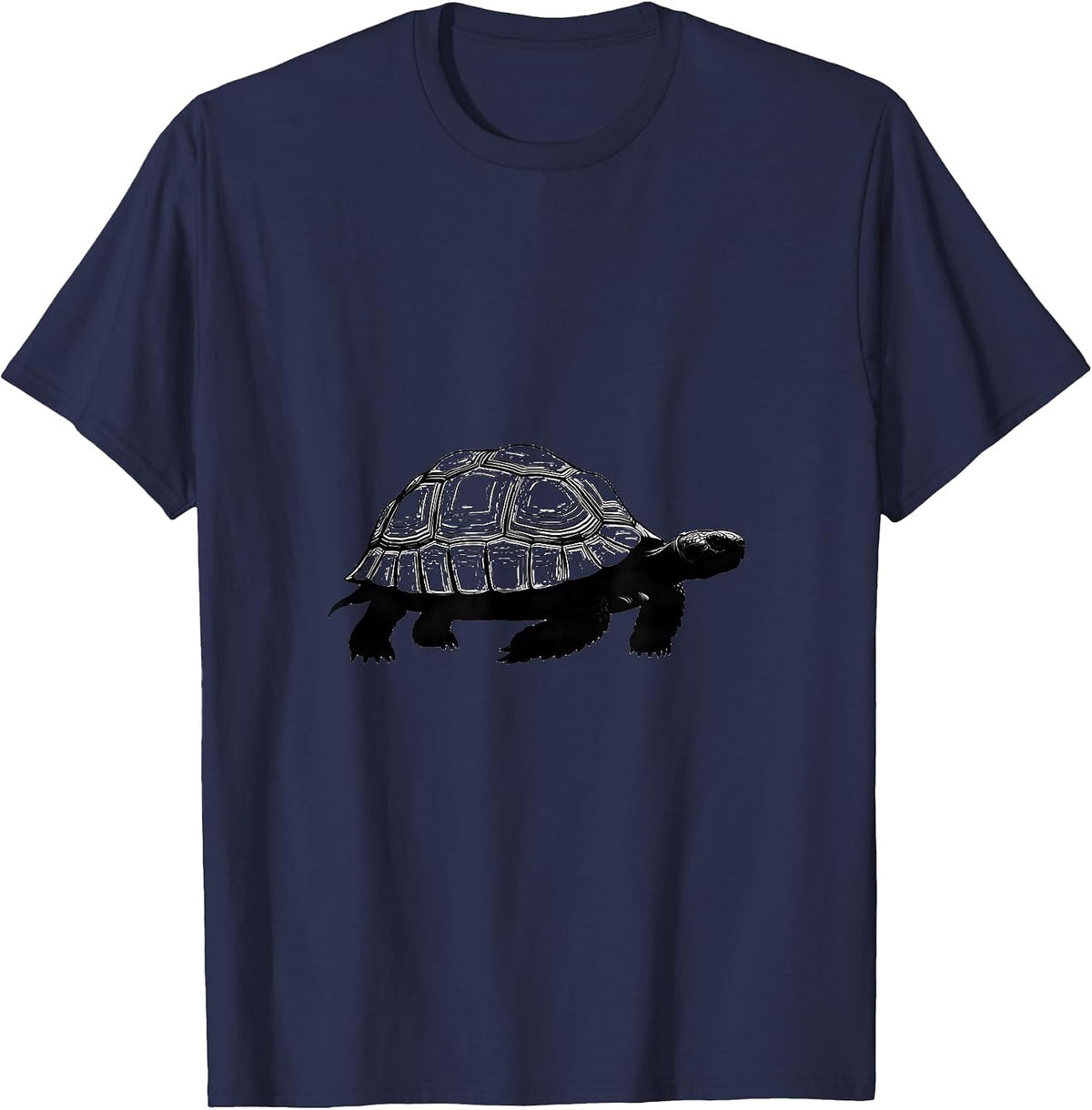 Minimalist Tortoise Outline Funny Turtle Lover Gift T-Shirt - Navy Blue