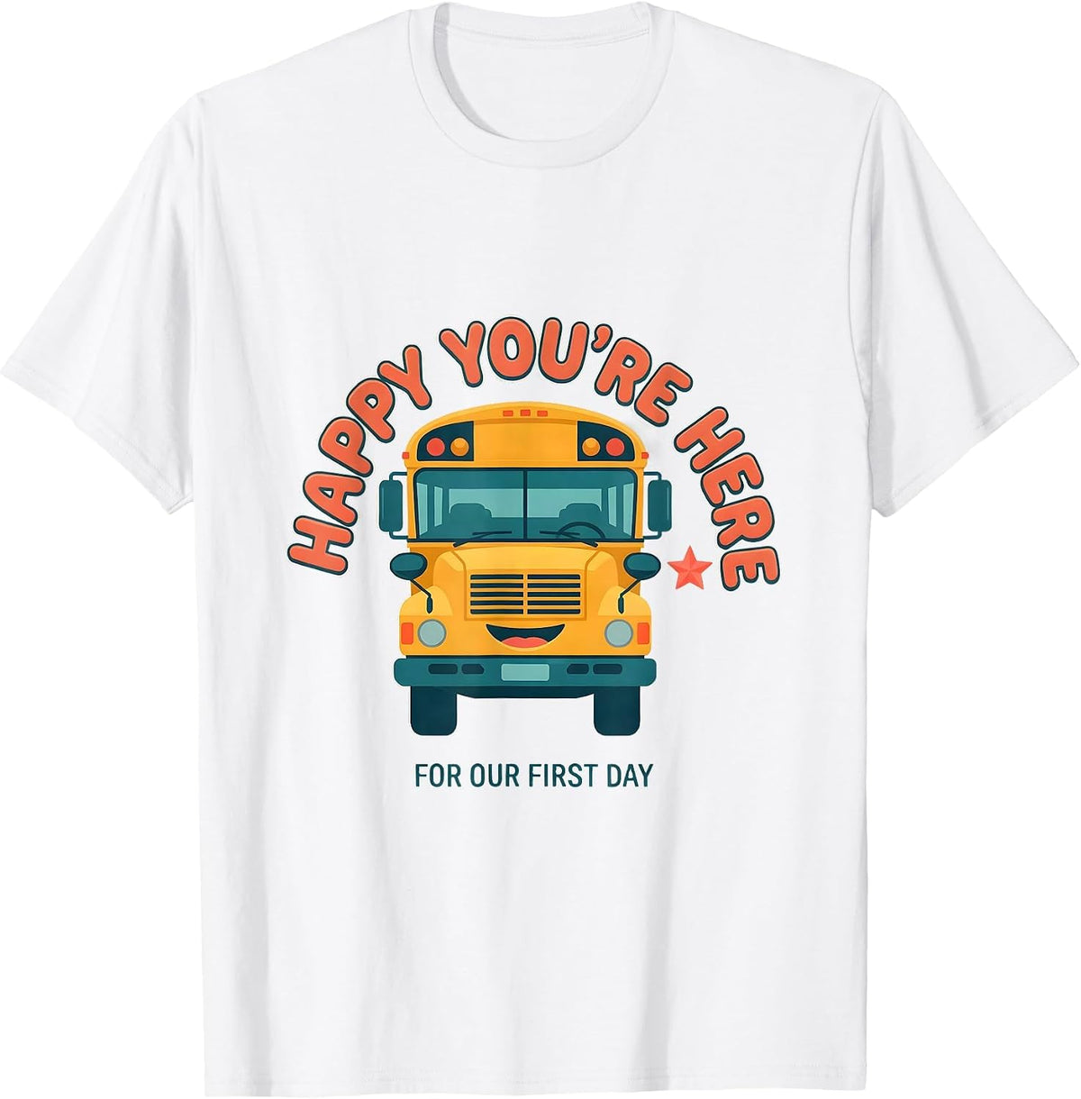 Men's Happy You're Here For Our First Day Funny Teacher Back T-Shirt - White