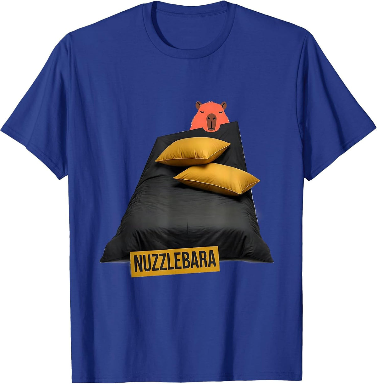 Nuzzlebara Cute Capybara Sleepy Humor Kids Adults Cozy Gift T-Shirt - Royal Blue