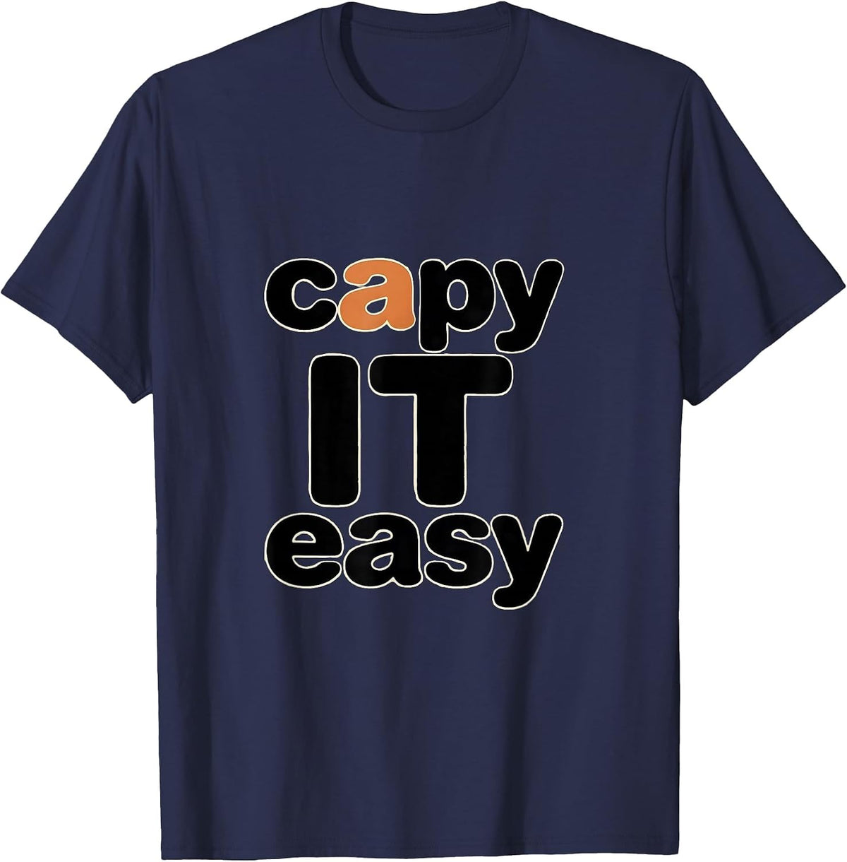 Men's capy it easy Funny Capybara Gamer Kawaii Humor T-Shirt - Navy Blue