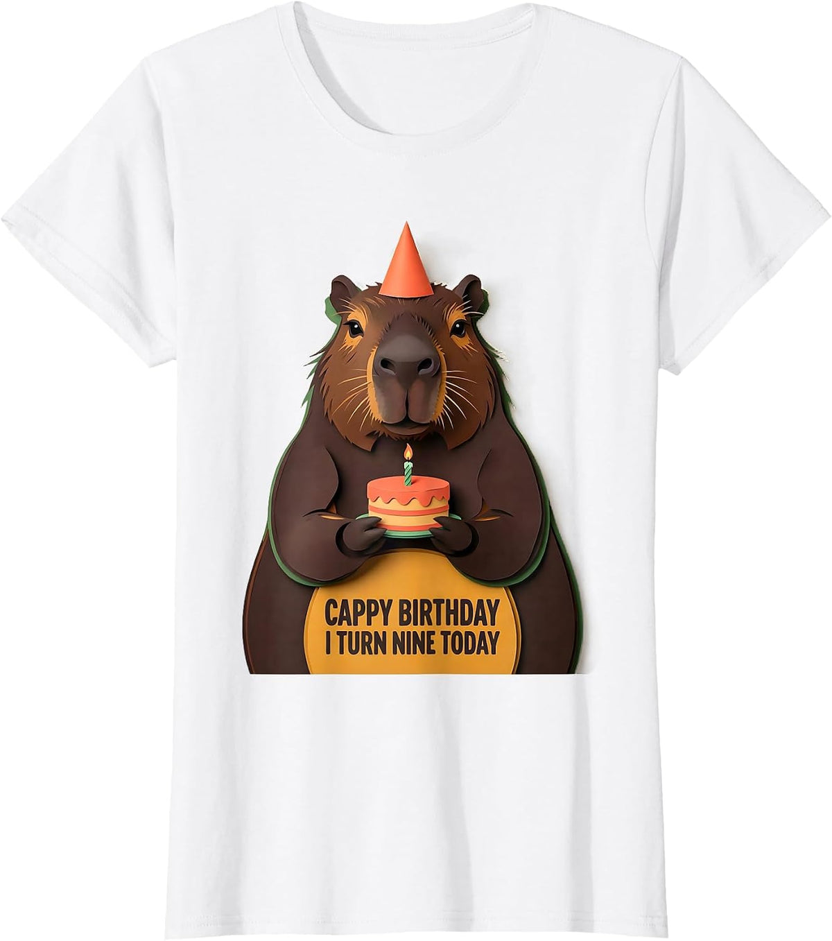 Cappy Birthday I Turn Nine Today Cute Kawaii Capybara T-Shirt - White