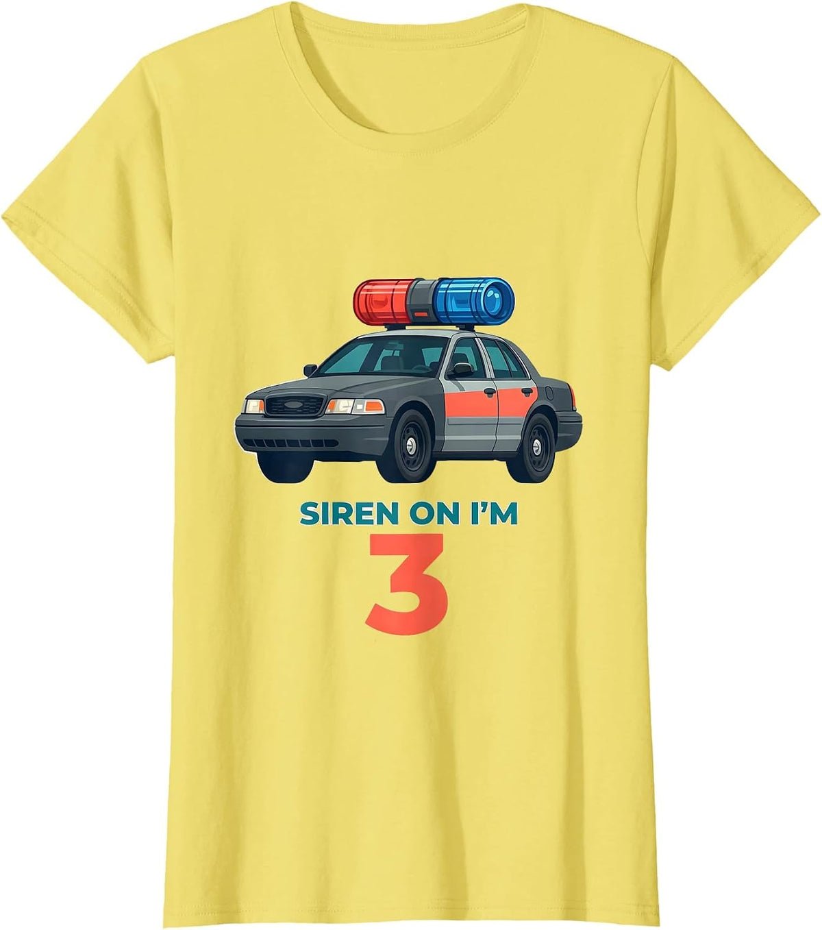 Women's Siren On I'm 3 Future Police Officer Toddler Birthday Party T-Shirt - Lemon Yellow