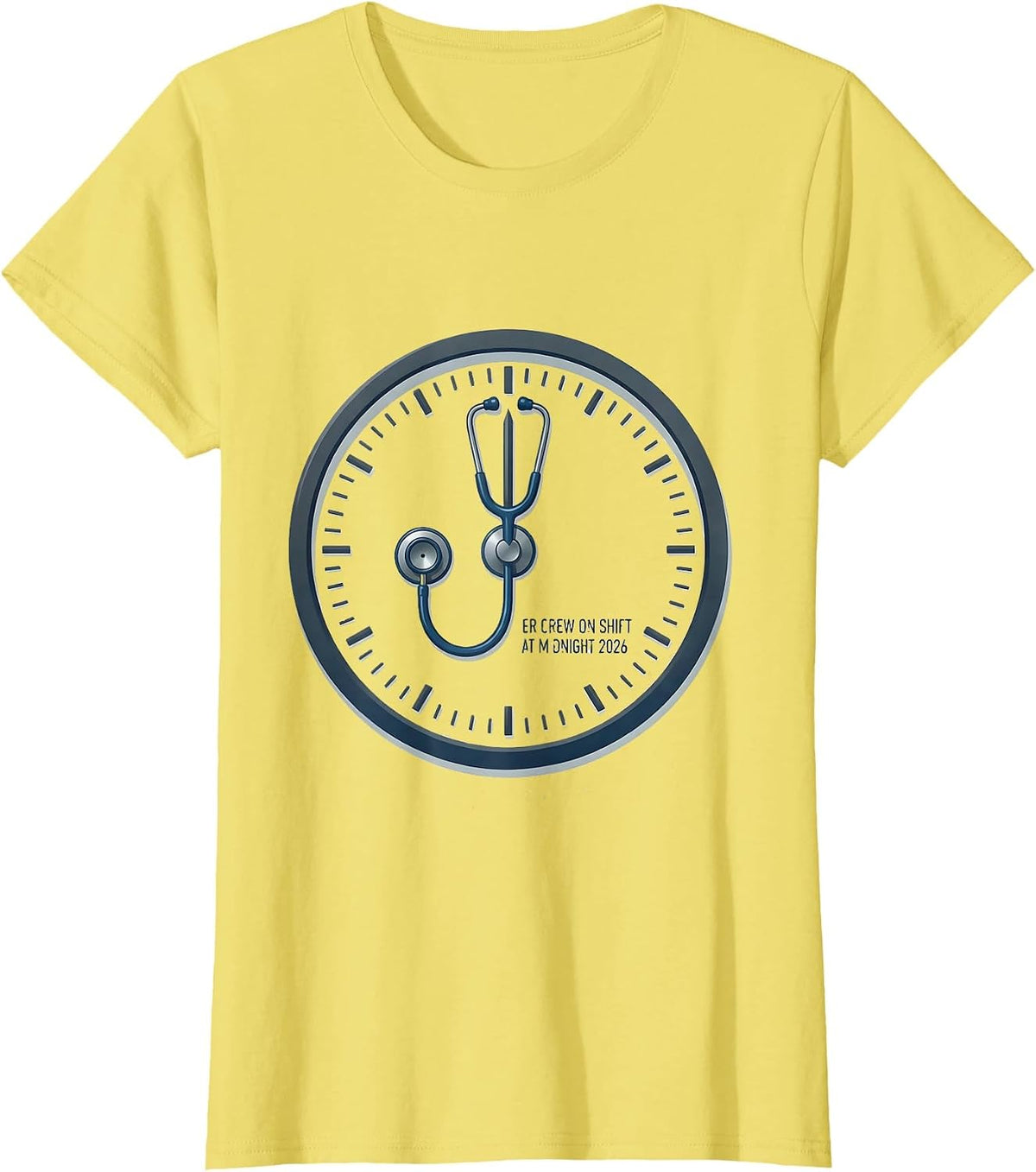 ER Crew On Shift At Midnight 2026 Nurse New Year Party T-Shirt - Lemon Yellow