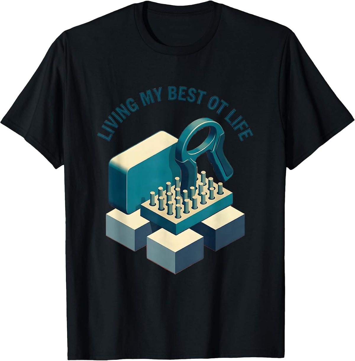 Men's Living My Best OT Life Occupational Therapy Design T-Shirt - Black