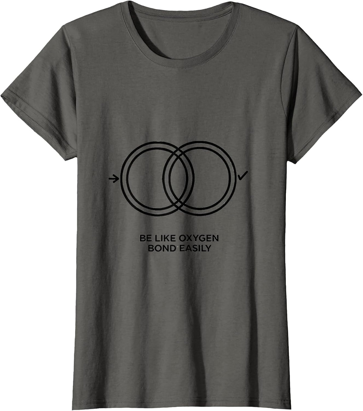 Women's Be Like Oxygen Bond Easily Funny Chemistry Science Nerd T-Shirt - Asphalt Grey