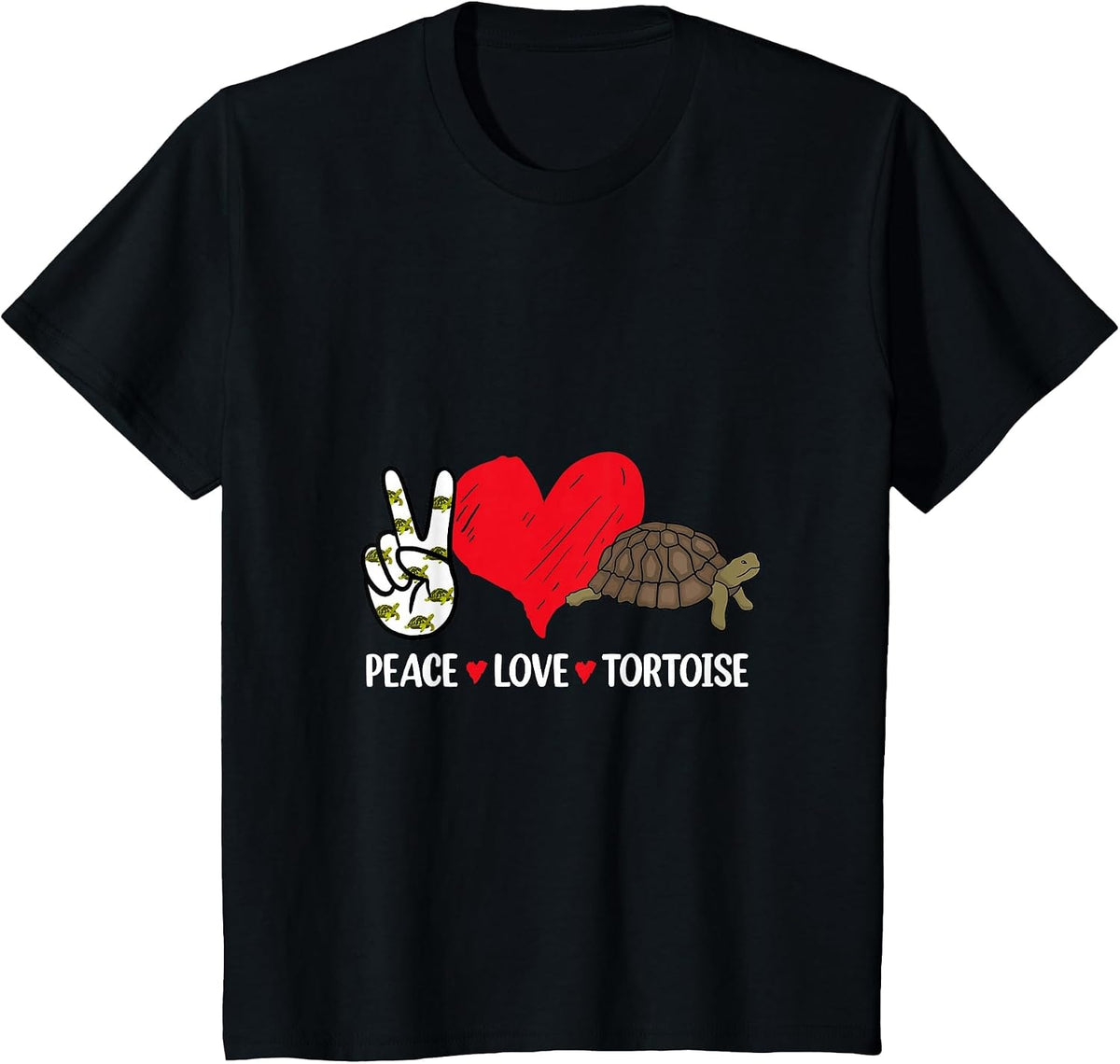 Peace Love Tortoise T-Shirt - Black