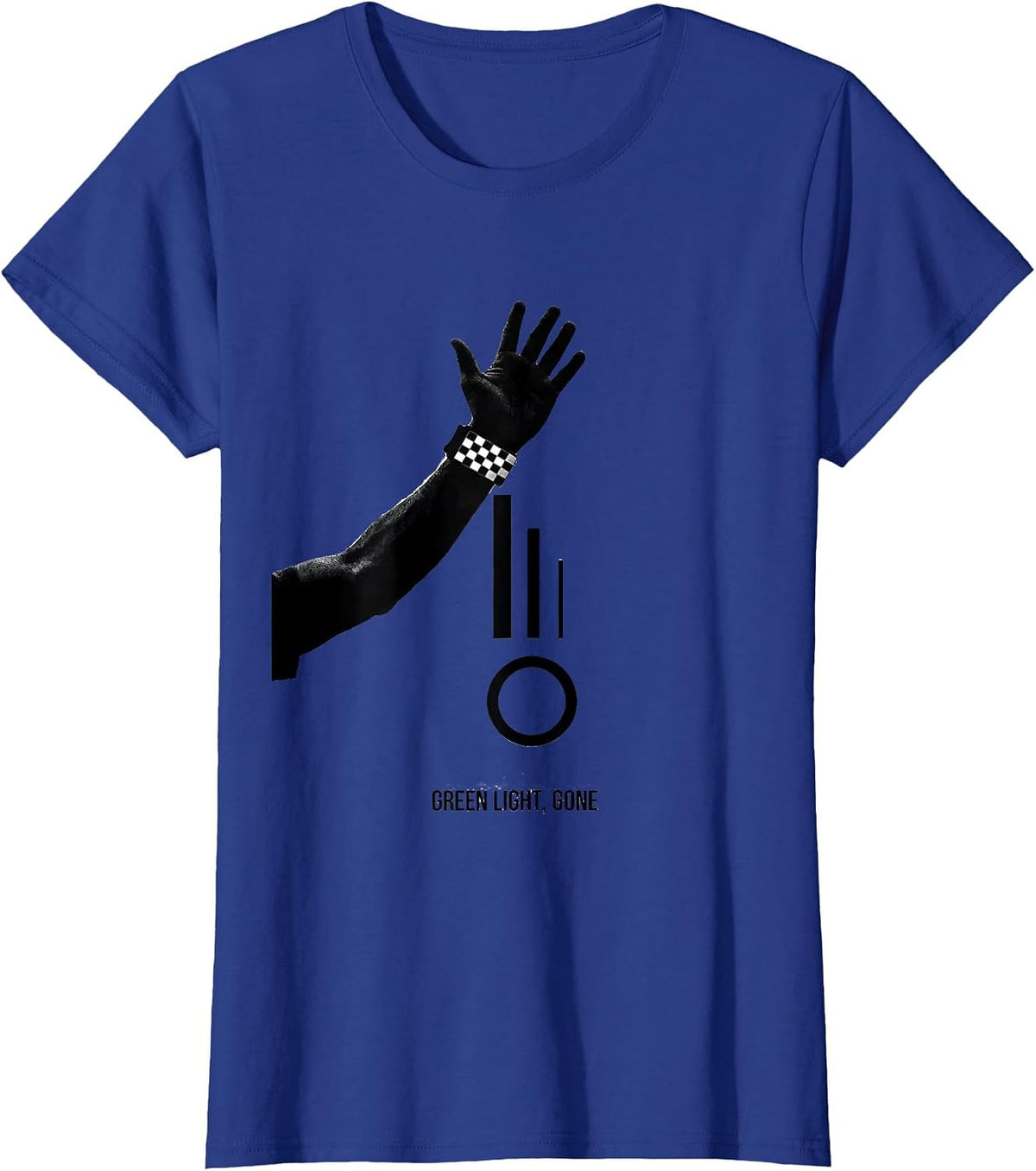 Women's Green Light, Gone Minimalist Drag Racing Checkered Flag T-Shirt - Royal Blue