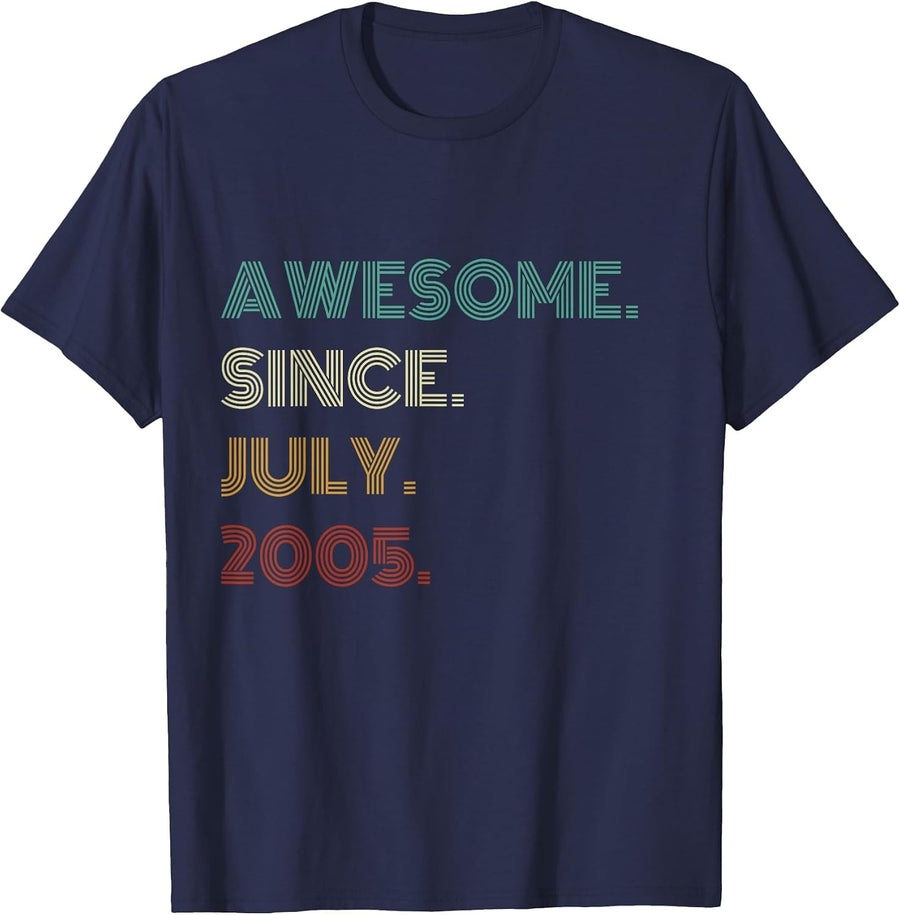 21 Years Old Awesome Since July 2005 21st Birthday T-Shirt - Navy Blue