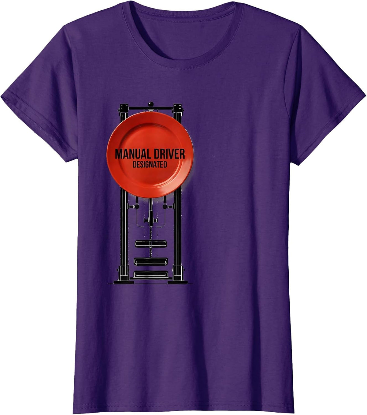 Women's Manual Driver Designated Swiss International Car Guy Stick T-Shirt - Purple