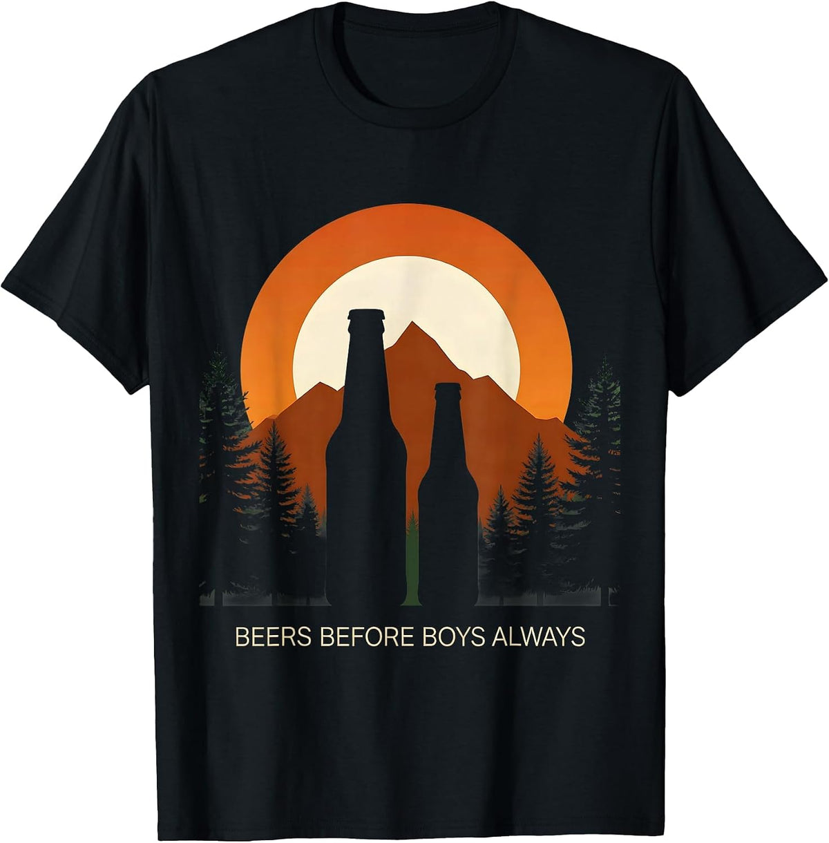 Men's Beers Before Boys Always Funny Beer Lover Design T-Shirt - Black