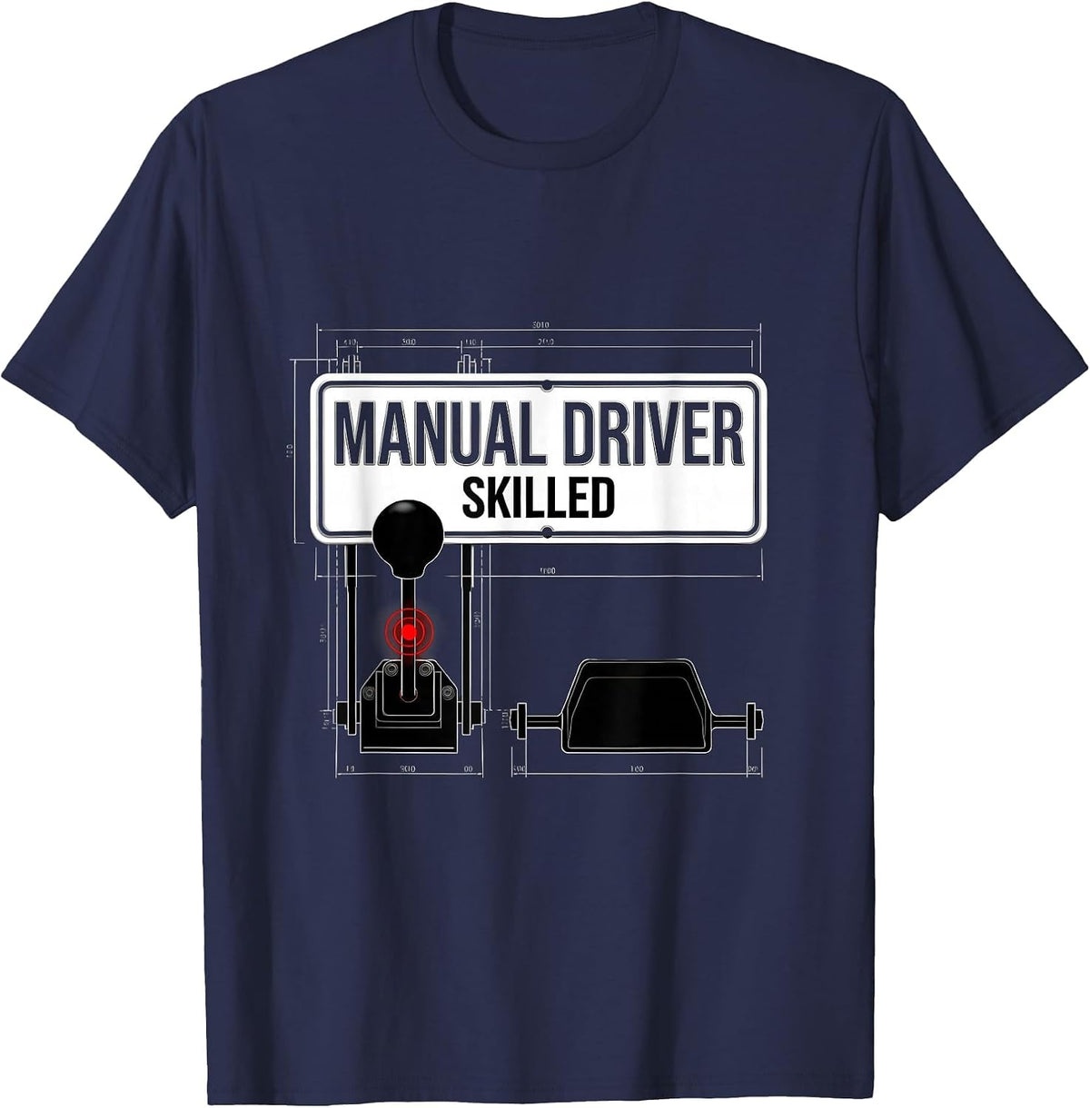 Manual Driver Skilled Swiss International Car Guy Stick T-Shirt - Navy Blue