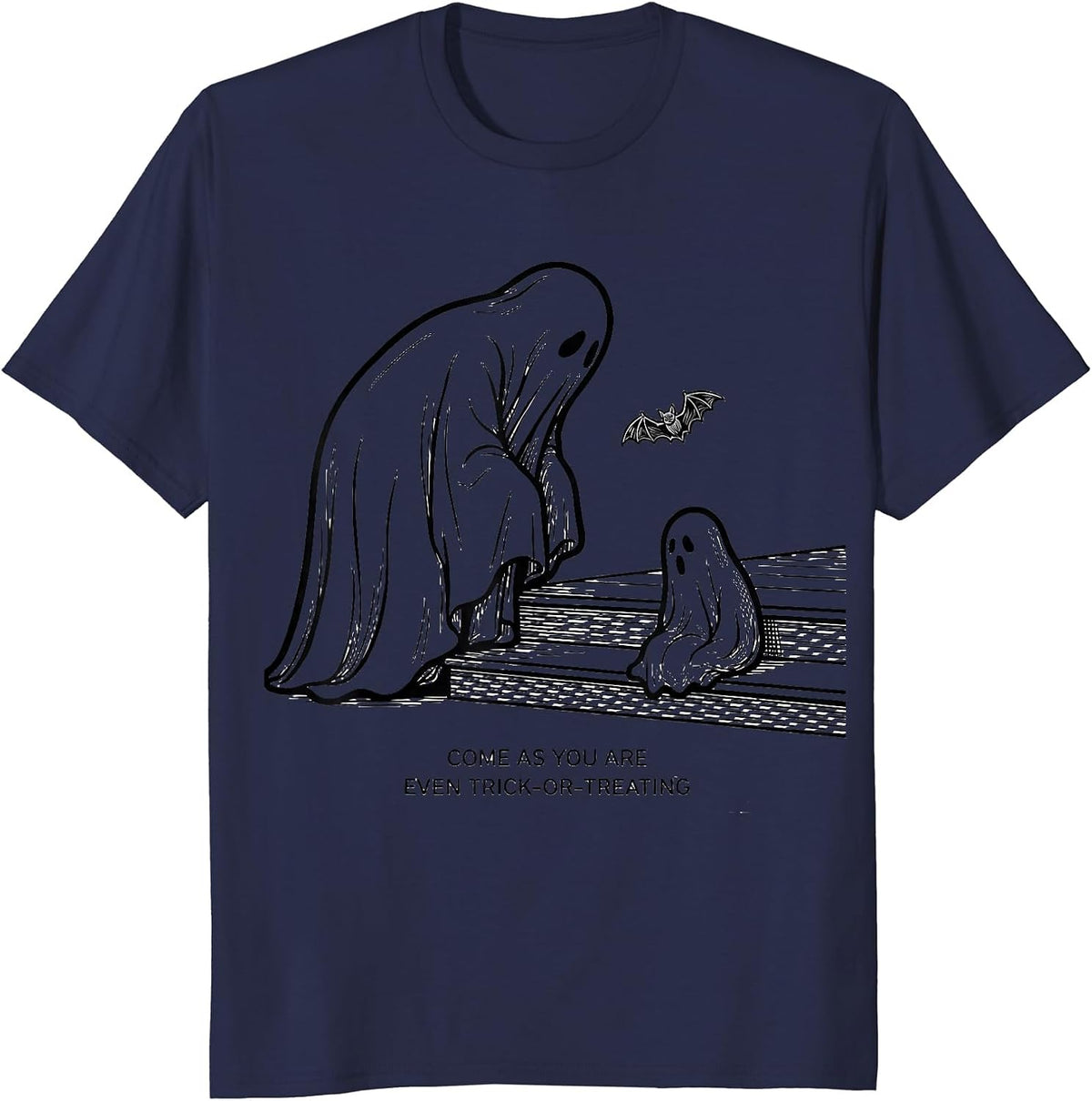 Come As You Are, Even Trick-Or-Treating Mental Health T-Shirt - Navy Blue