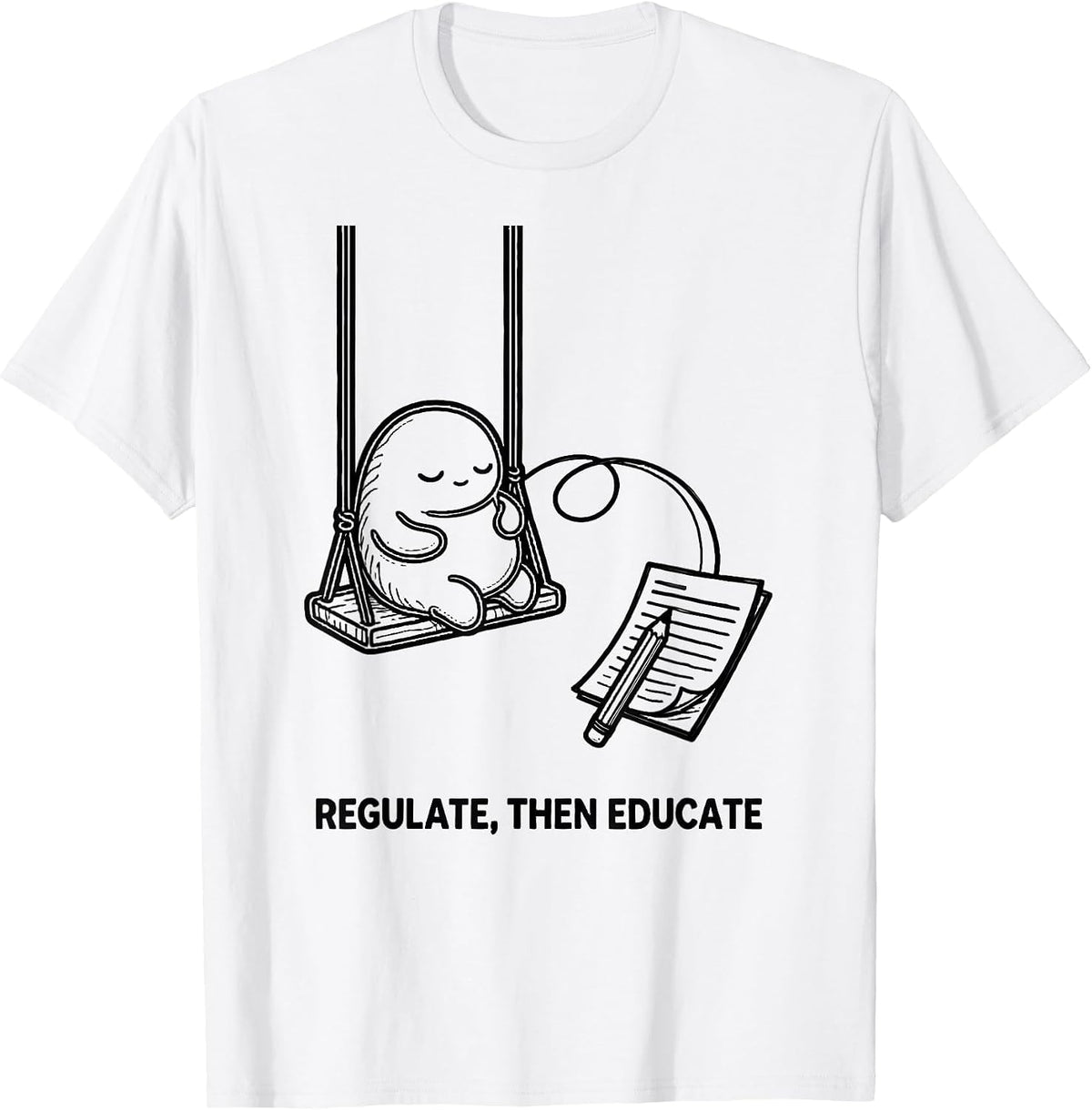 Men's Regulate Then Educate Line Art Occupational Therapy Sensory T-Shirt - White
