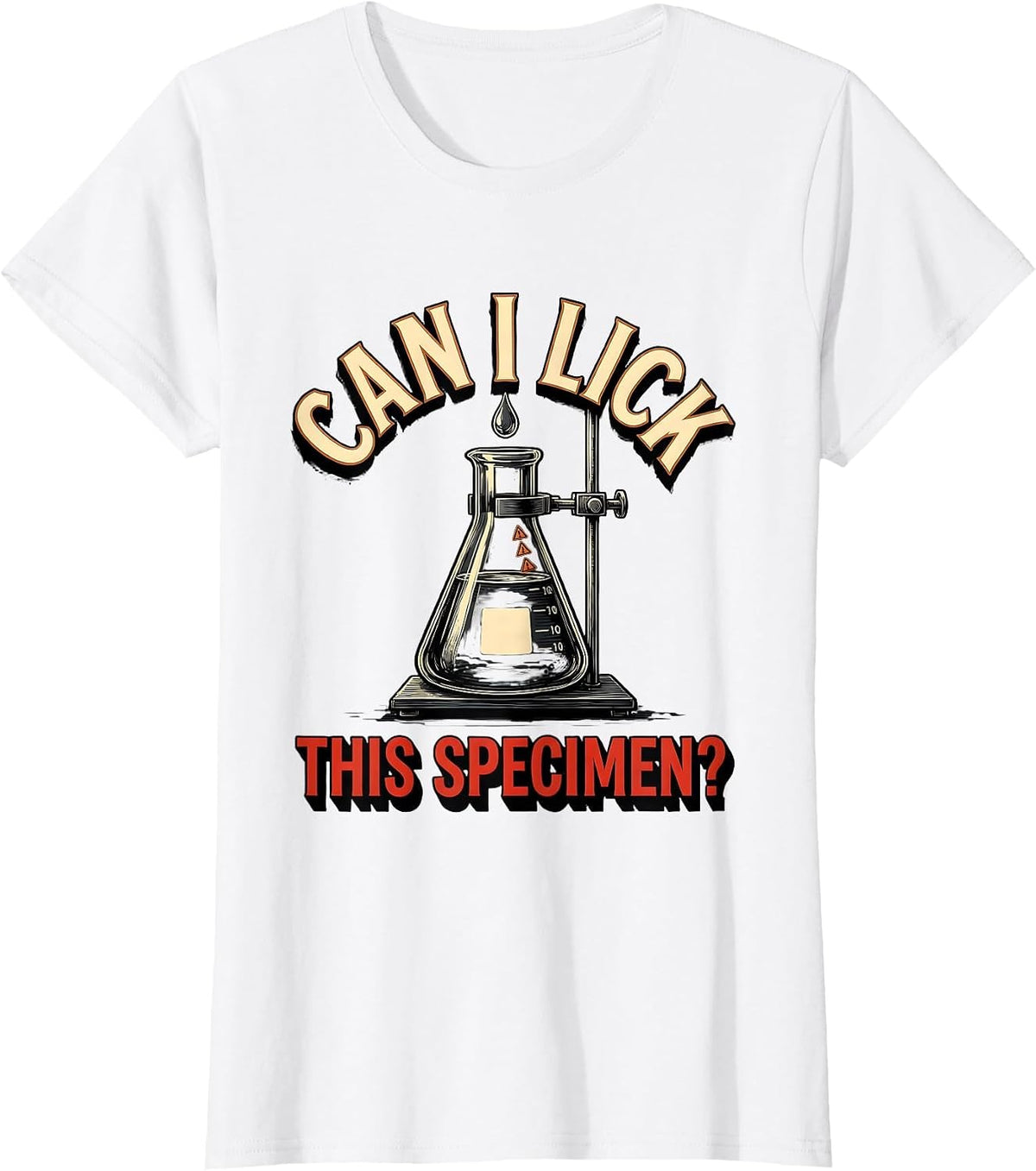 Women's Can I Lick This Specimen Funny Periodic Table Science T-Shirt - White