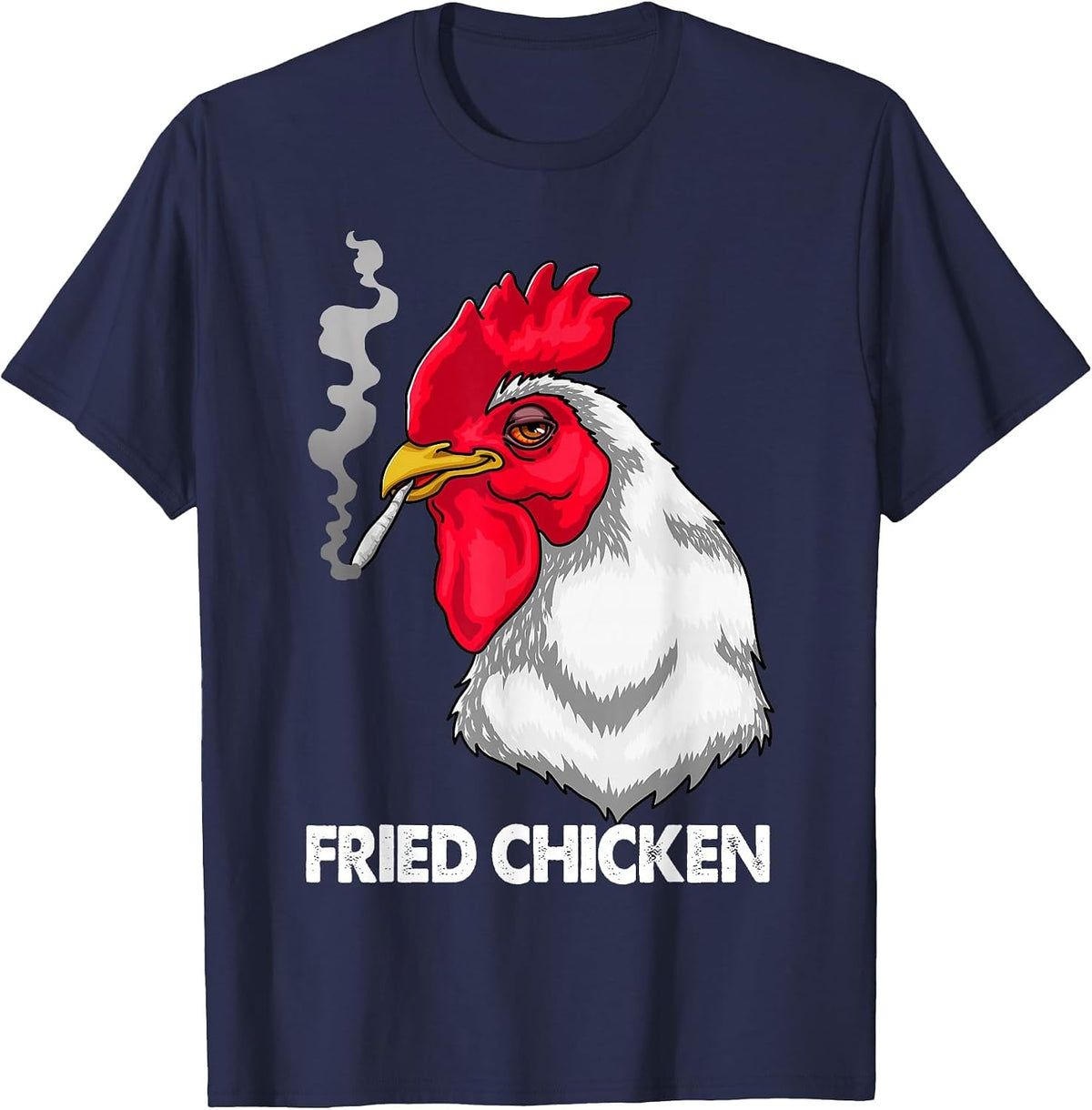Funny Fried Smoking Chicken Tee Shirt Flock Boss Women T-Shirt - Navy Blue