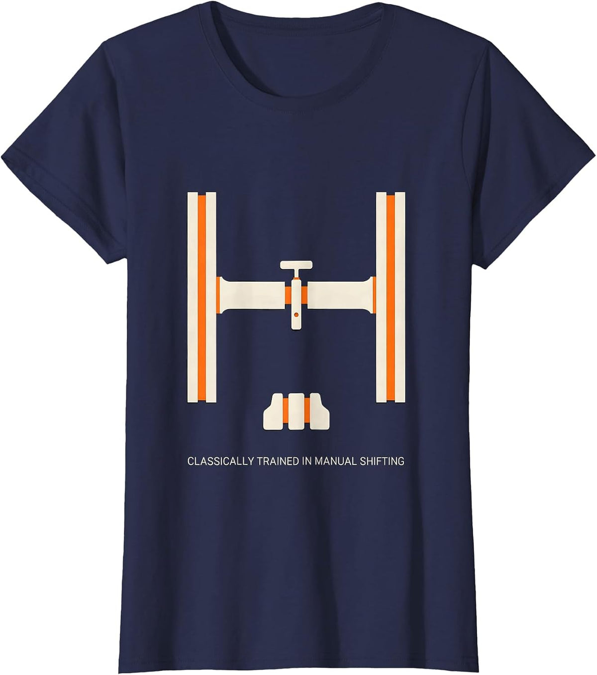Women's Classically Trained In Manual Shifting Funny Car Guy T-Shirt - Navy Blue