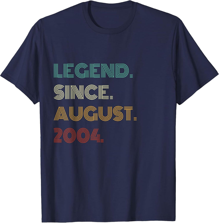 22 Years Old Legend Since August 2004 22nd Birthday T-Shirt - Navy Blue