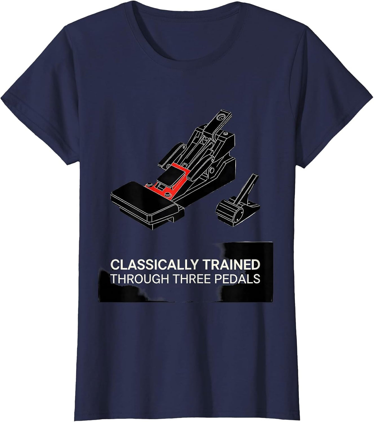 Women's Classically Trained Through Three Pedals Car Guy T-Shirt - Navy Blue