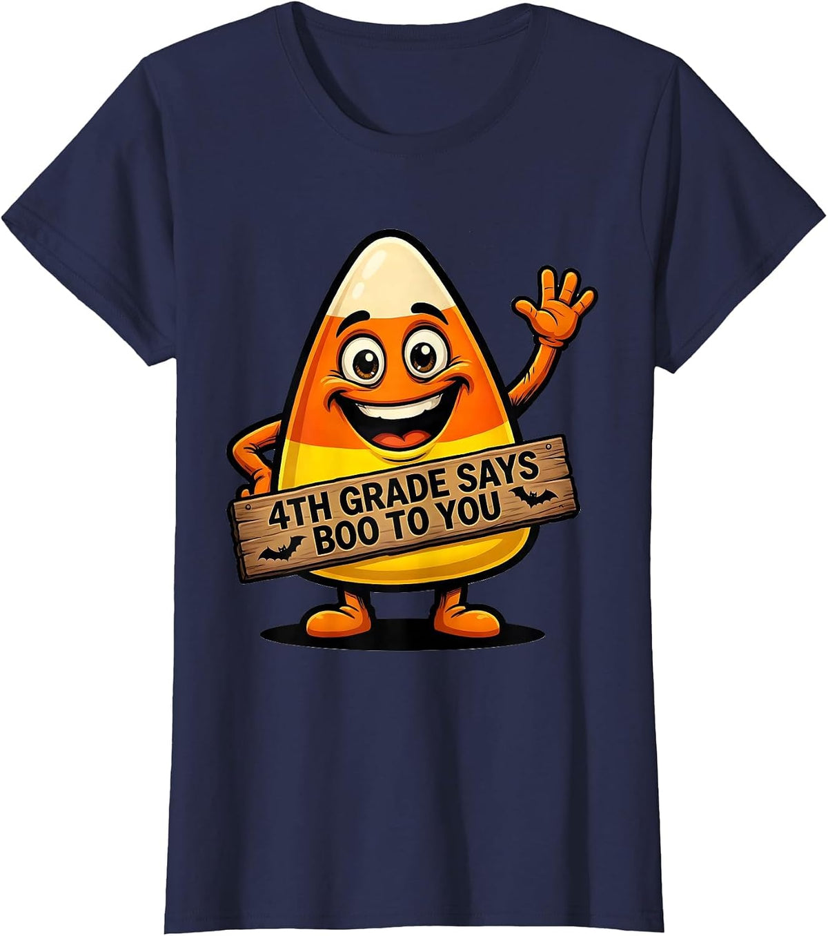 Women's 4th Grade Says Boo To You Funny Teacher Halloween Group T-Shirt - Navy Blue