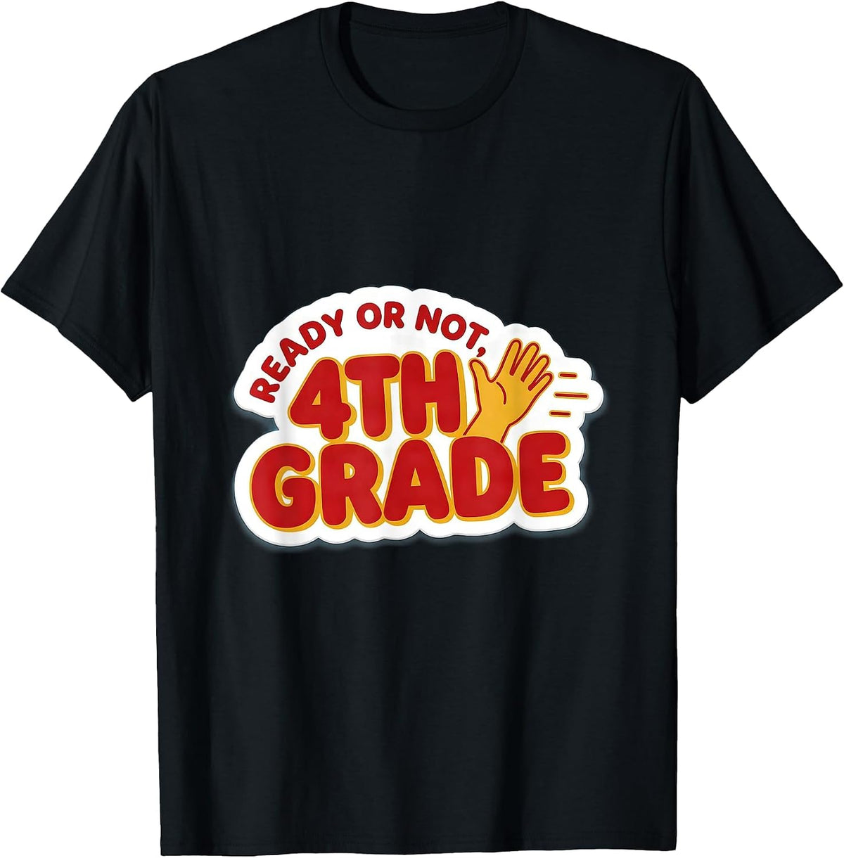 Men's Ready Or Not 4th Grade Playful Teacher Crew Back To School T-Shirt - Black