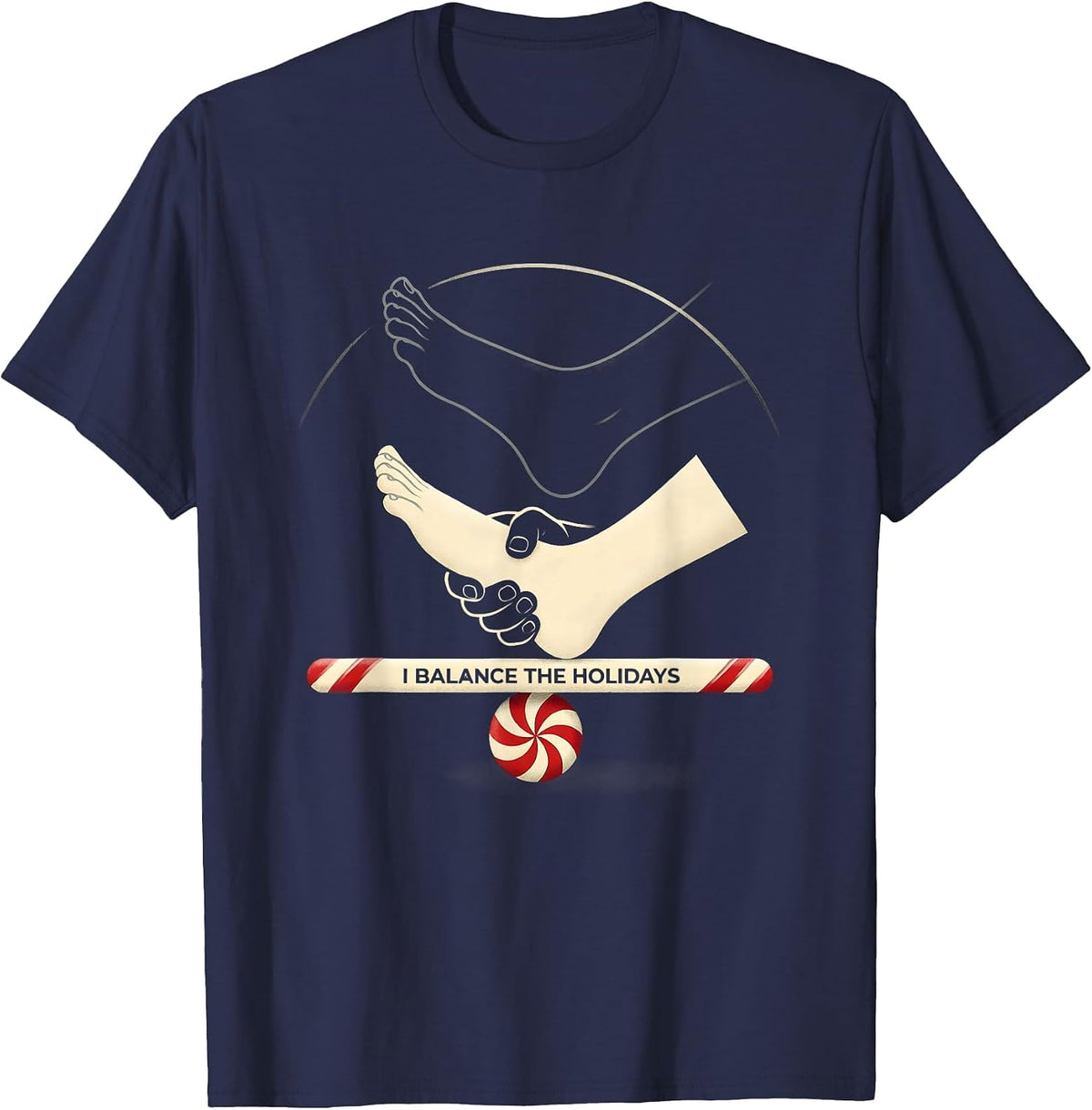 I Balance The Holidays Funny Physical Therapist Christmas T-Shirt - Navy Blue