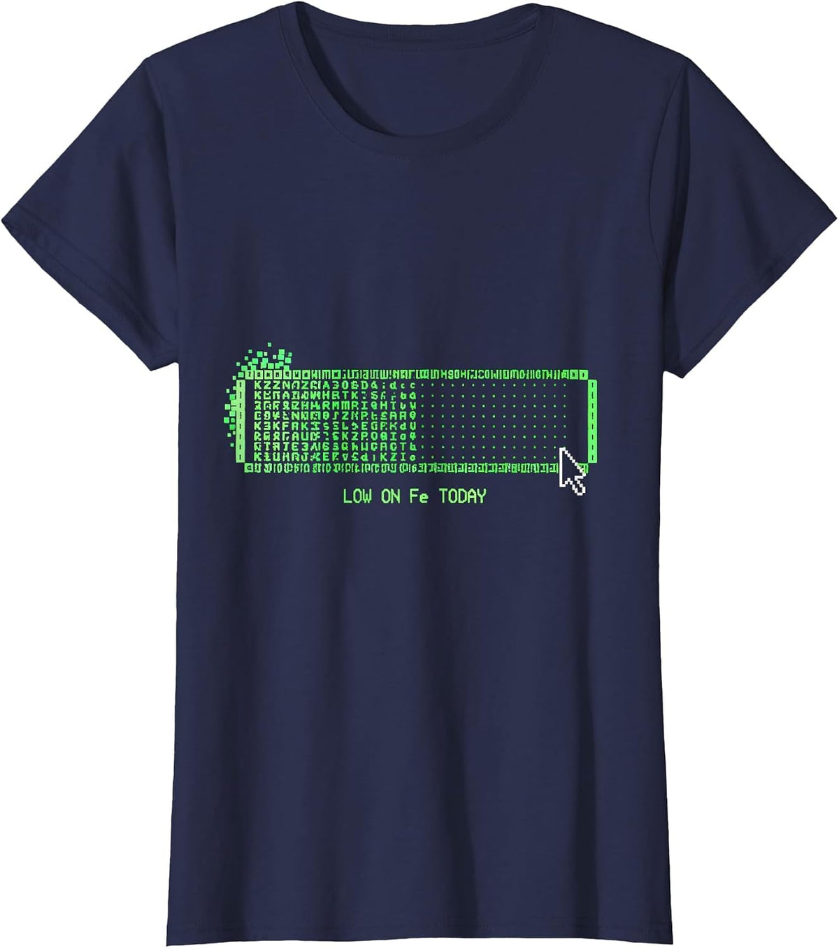 Women's Low On Fe Today Science Humor Periodic Table Pun T-Shirt - Navy Blue