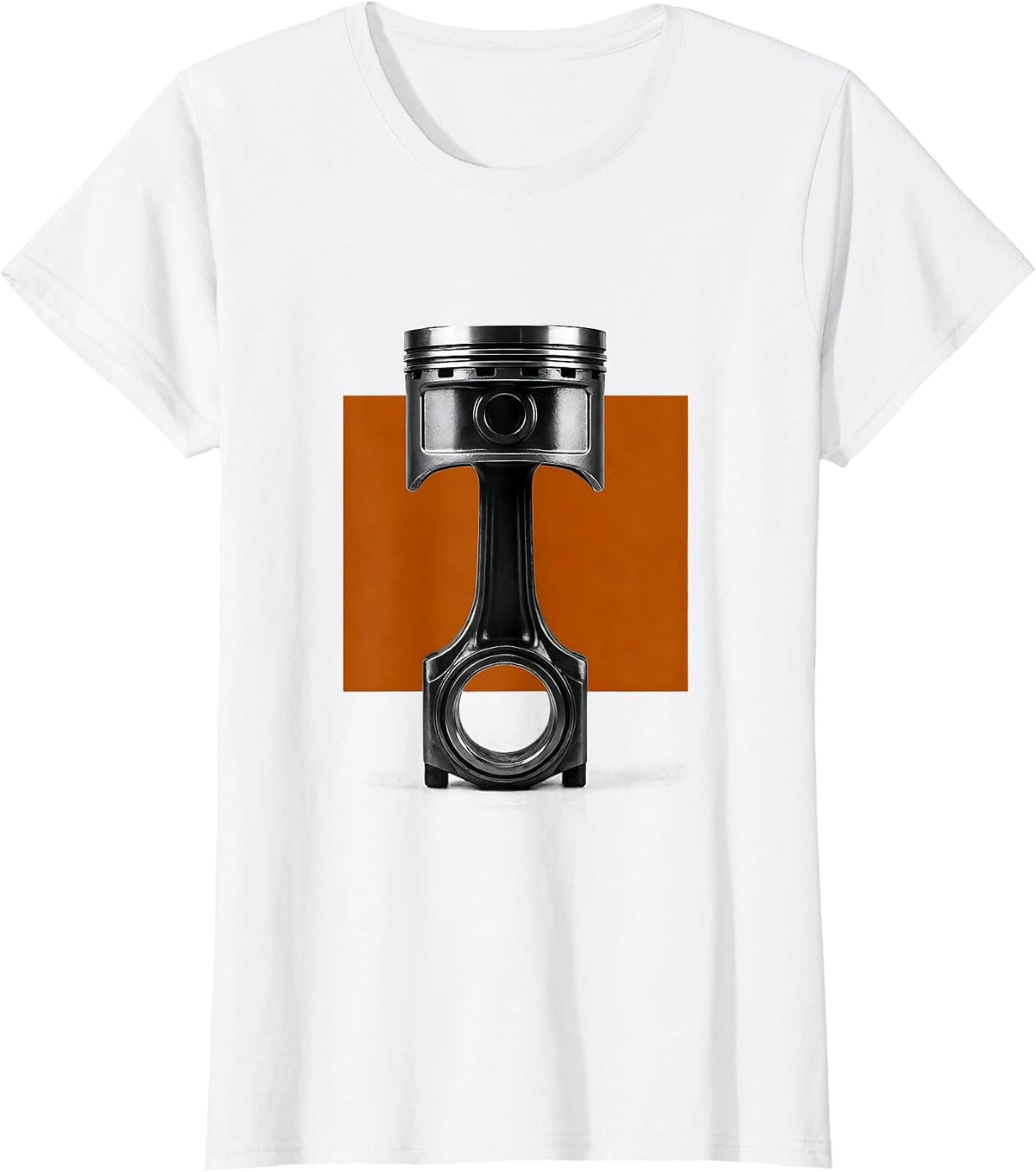 Chrome Piston Minimalist Car Enthusiast Mechanic Humor T-Shirt - White