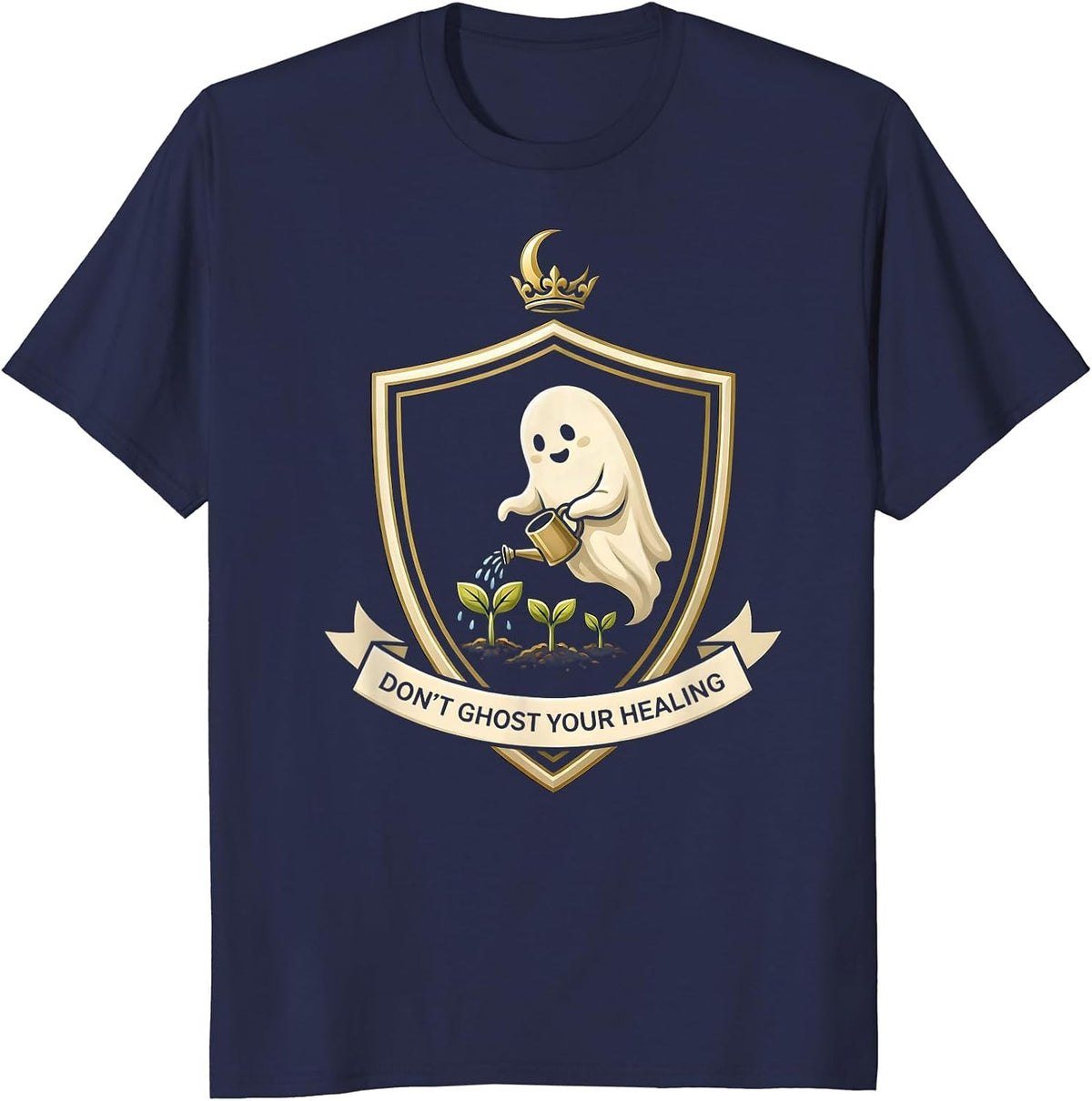 Don't Ghost Your Healing Mental Health Awareness Halloween T-Shirt - Navy Blue