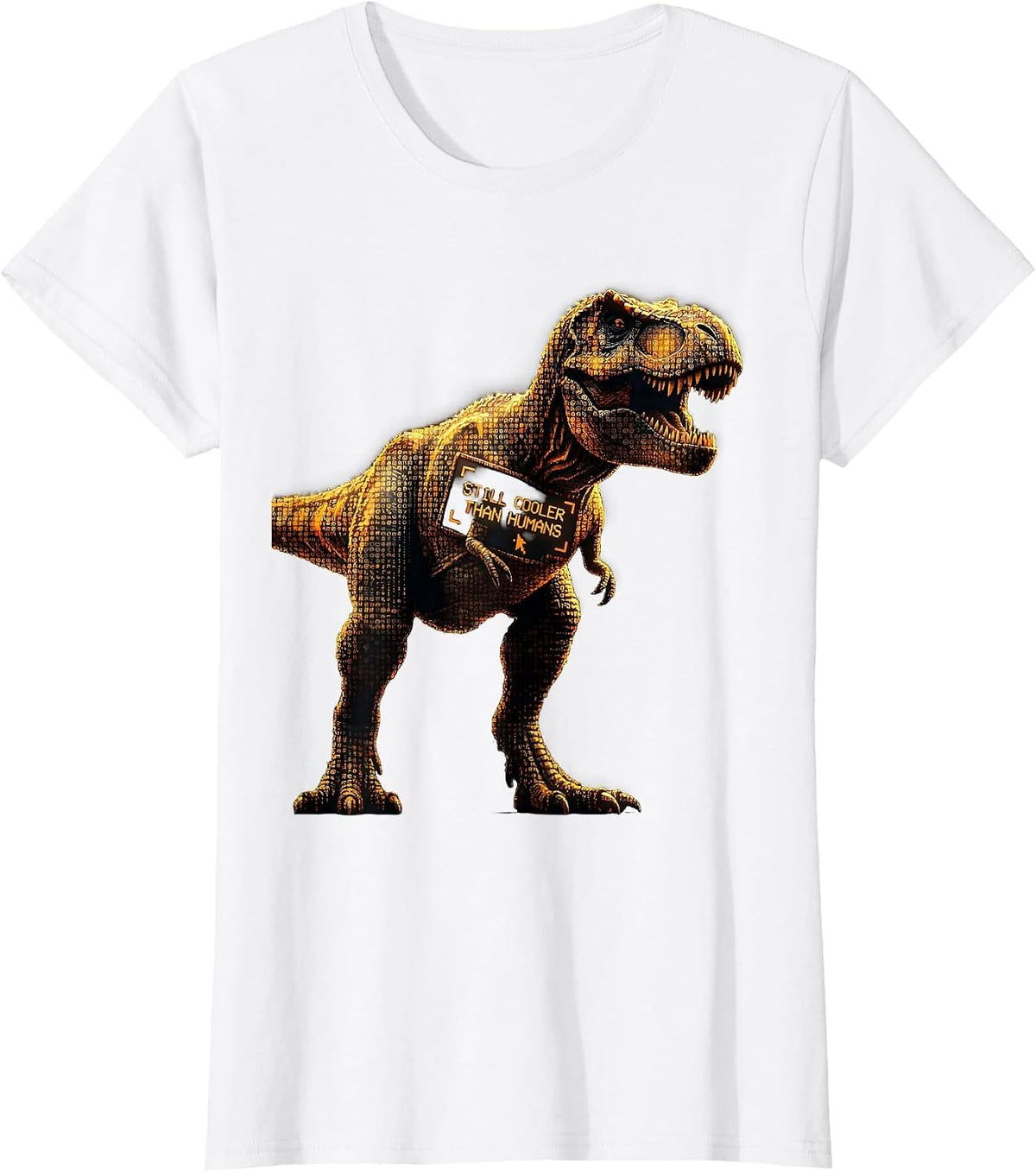 Still Cooler Than Humans Dinosaur Design T-Shirt - White