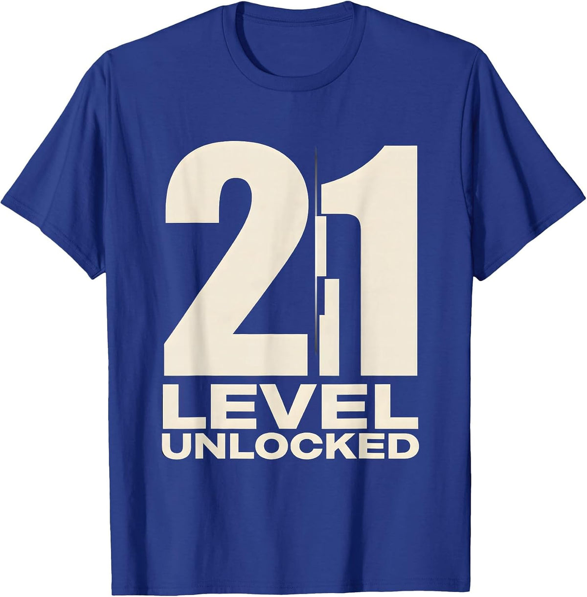 Men's Level 21 Unlocked Minimalist Gamer 21st Birthday Gift T-Shirt - Royal Blue
