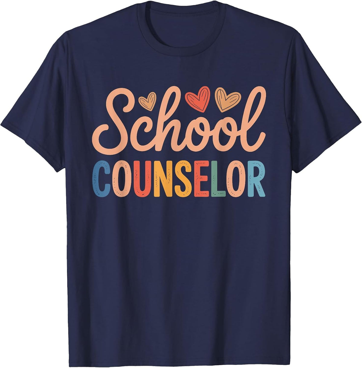School Counselor Appreciation Back to School Heart Design T-Shirt - Navy Blue