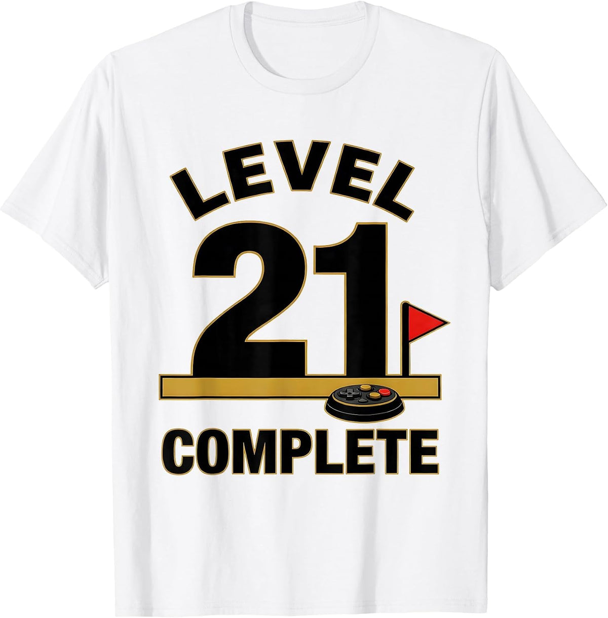 Men's Level 21 Complete Gamer Milestone Birthday Celebration T-Shirt - White