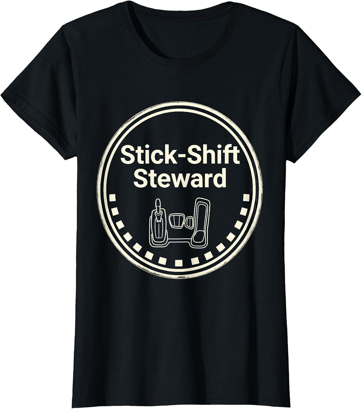 Stick-Shift Steward Funny Manual Transmission Driver Car T-Shirt - Black