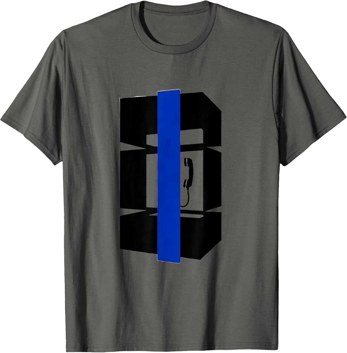 Police Call Box Thin Blue Line Support Minimalist T-Shirt - Asphalt Grey
