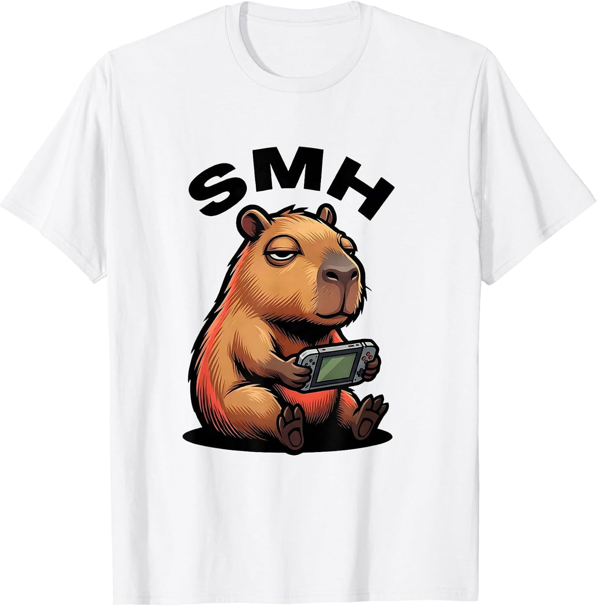 Men's smh Funny Capybara Gamer Meme Humor Video Games T-Shirt - White