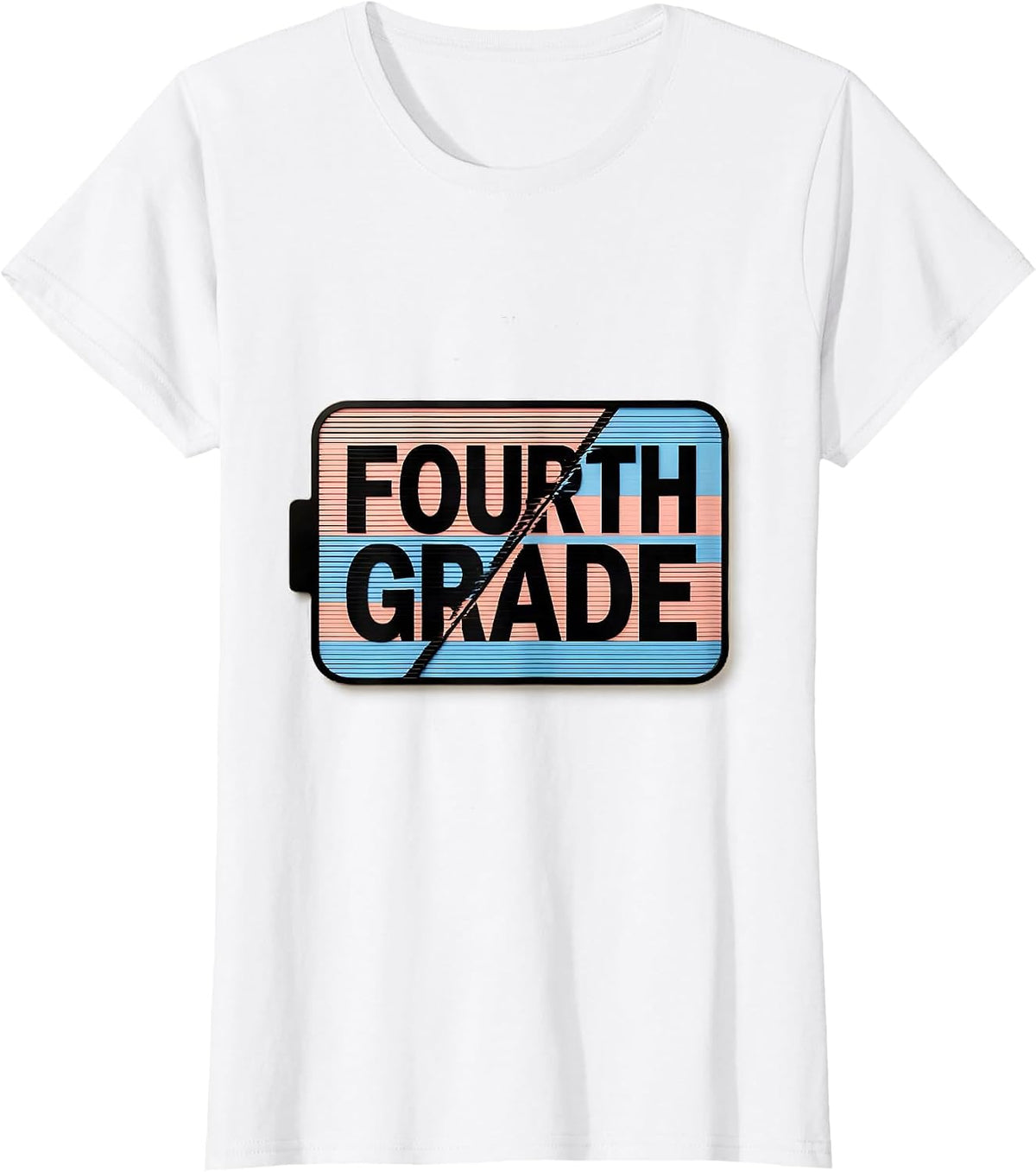 Fourth Grade Blue Patchwork Back To School Teacher Girl Kids T-Shirt - White